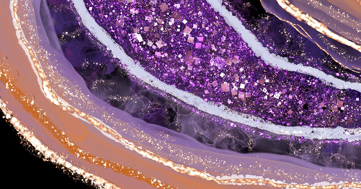 Abstract conceptual Cross section detail of purple agate stone against Abstract conceptual Cross section detail of purple agate stone against